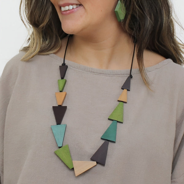 Green Zara Triangle Statement Necklace