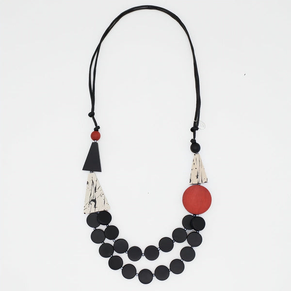 Black and Red Scarlett Multi-Strand Art Necklace