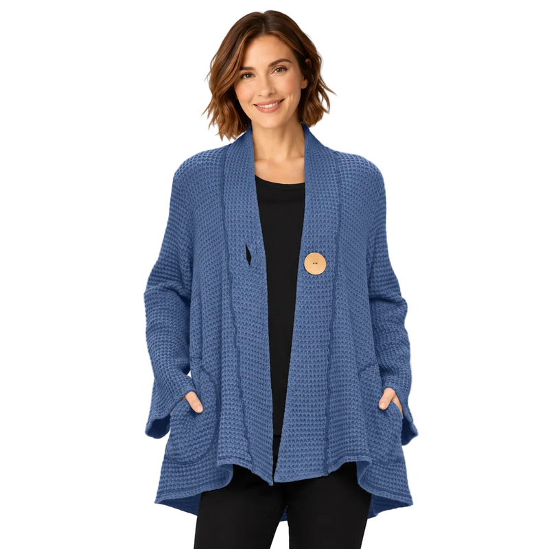 One-Button Textured Waffle Jacket - BW117