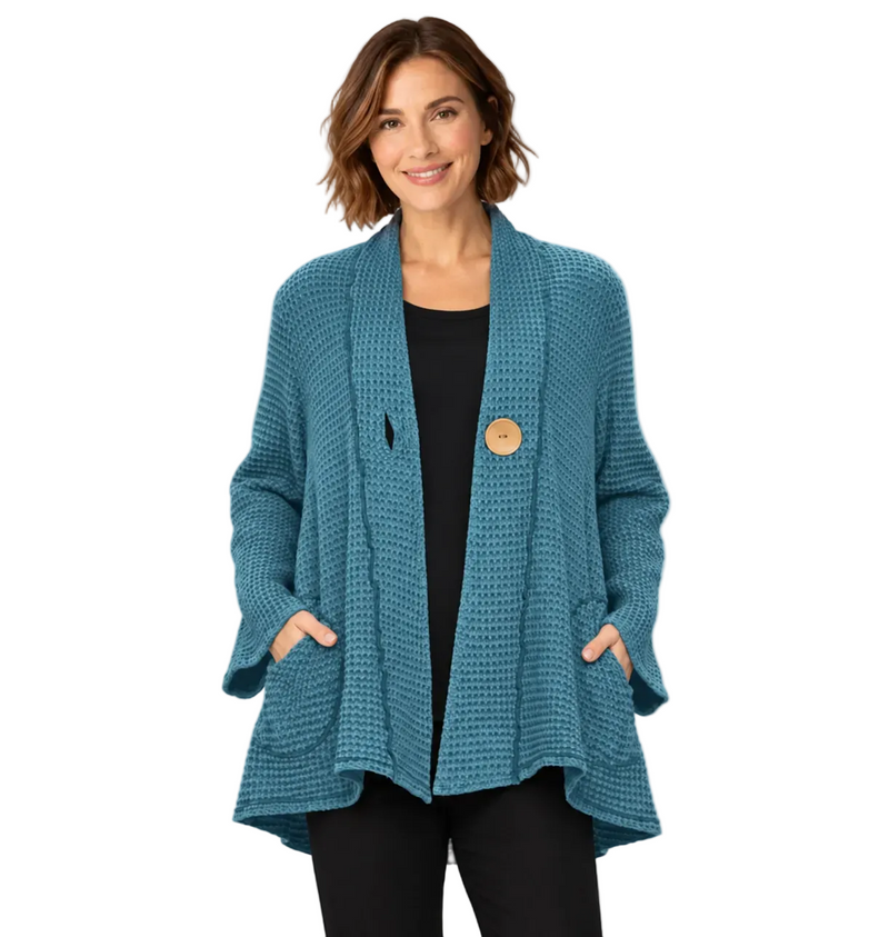 One-Button Textured Waffle Jacket - BW117
