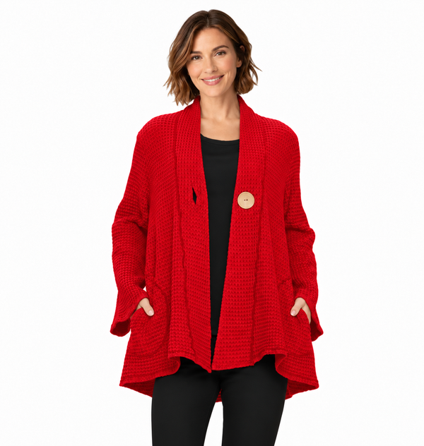 One-Button Textured Waffle Jacket - BW117