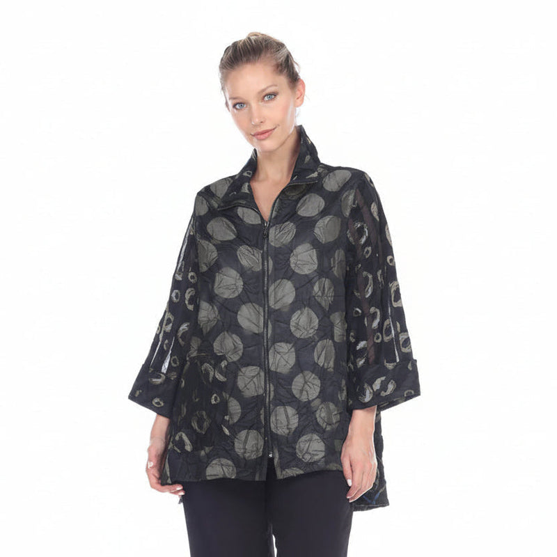 Polka-Dot Print Jacket in Silver Grey - 3139-GRY