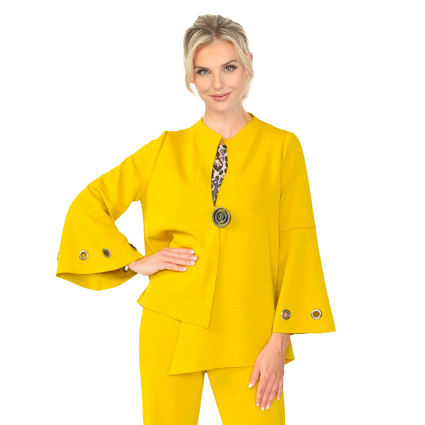 Techno Stretch-Knit Asymmetric Jacket in Mustard- 4577J-MST