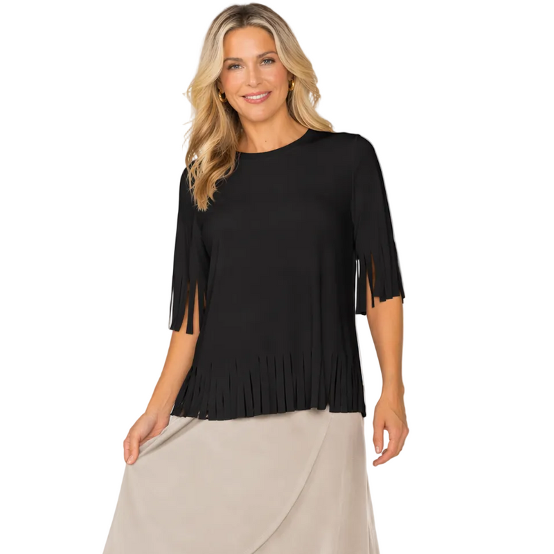 Fringe Detail Soft Knit Top - C1040T