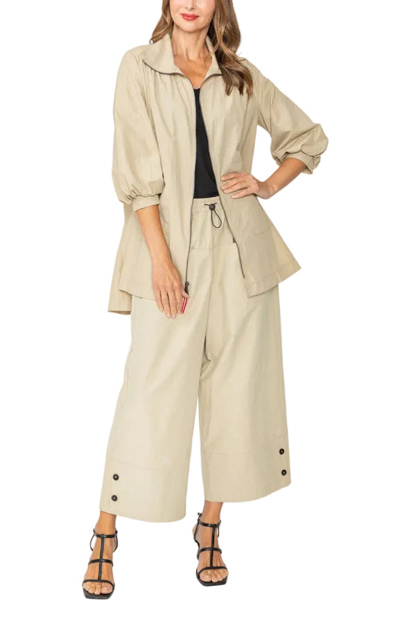 Modern Wide Leg Crop Pant in Khaki - C1069P