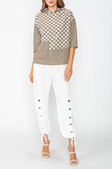 Mixed Dot Patch Pocket Top - C1105T