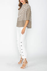 Mixed Dot Patch Pocket Top - C1105T