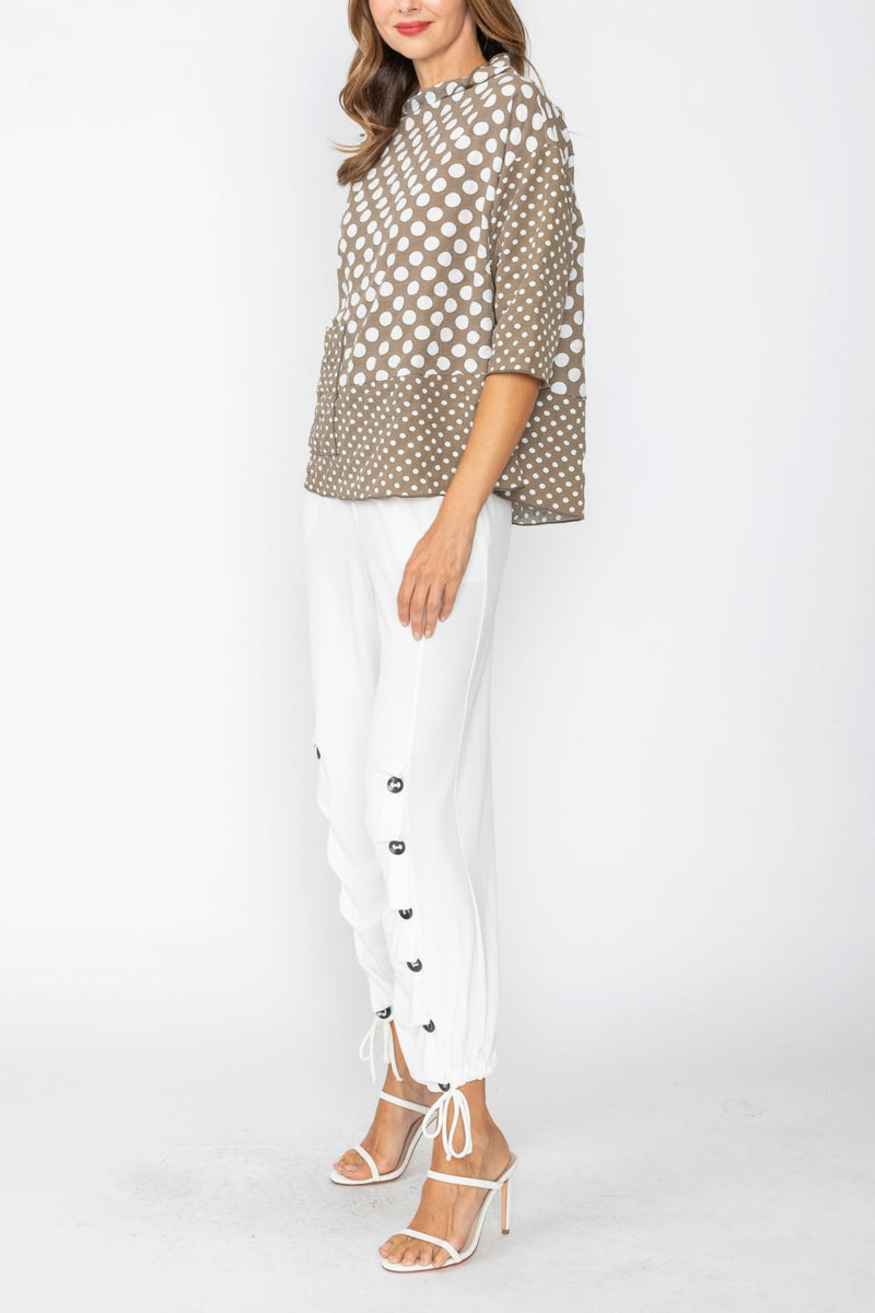 Mixed Dot Patch Pocket Top - C1105T