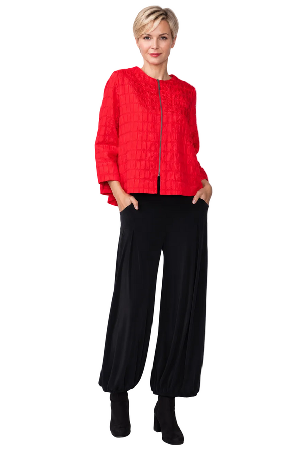 Textured Square Jacquard Swing Jacket in Red - C1170J-RD