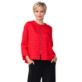 Textured Square Jacquard Swing Jacket in Red - C1170J-RD