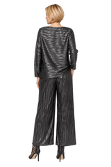 Metallic Foil Boat Neck Top - C1198T-BLK