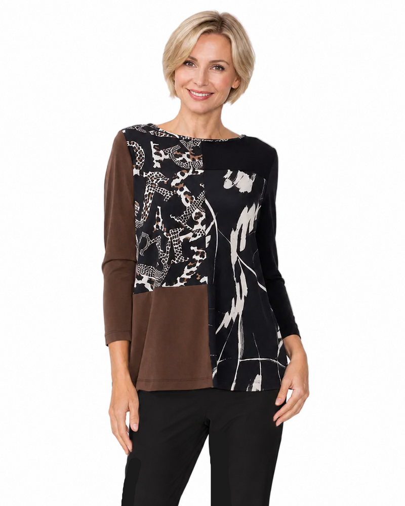 Just In! Mixed Animal Print Colorblock Tunic - C1211T