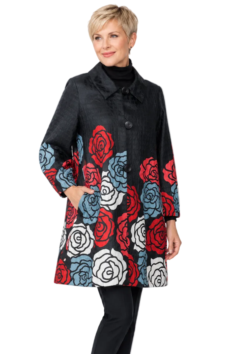 Textured Rose Print Jacket - C1217J