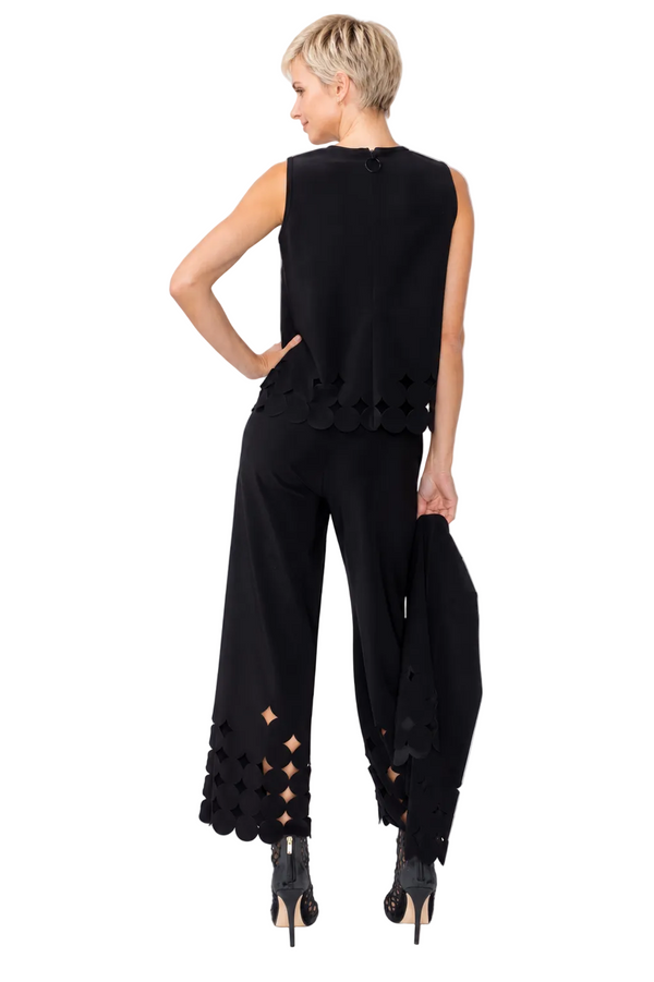 Polka-Dot Cut-Out Pant in Black - C1237P