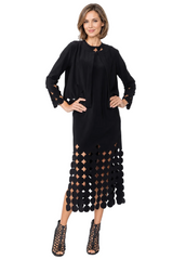 Circle & Diamond Cut-Out Short Jacket in Black - C1238J-BLK