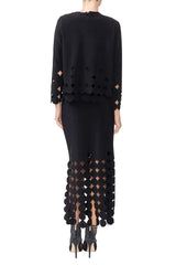 Circle & Diamond Cut-Out Short Jacket in Black - C1238J-BLK