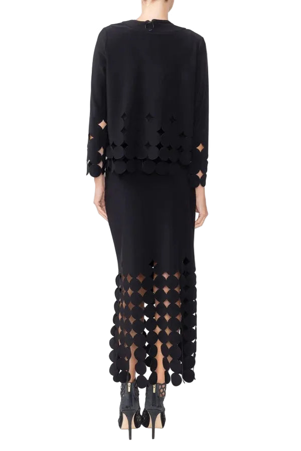 Circle & Diamond Cut-Out Short Jacket in Black - C1238J-BLK