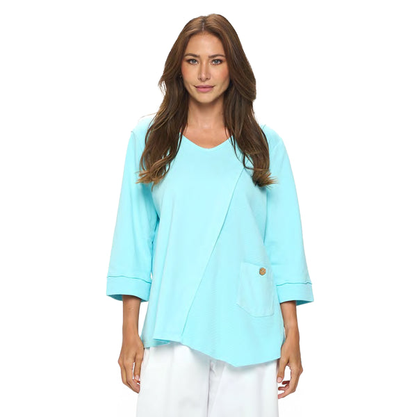 Focus Soft Knit Tunic with Waffle Contrast in Aquatic - C2004-AQ