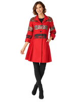 Mixed-Media Pleated Tunic Dress in RED - C2648-2