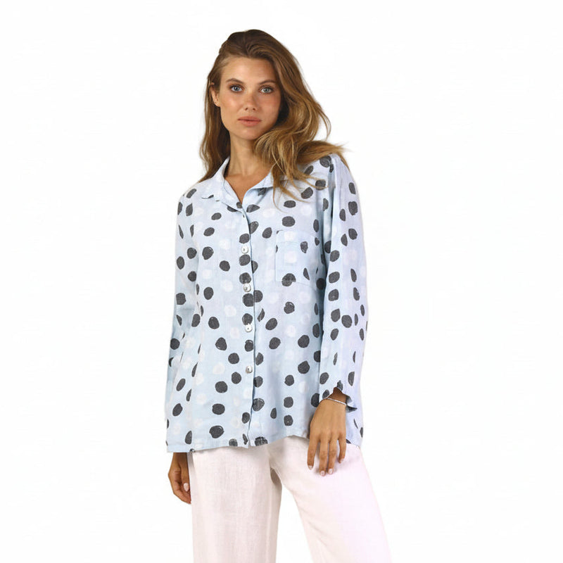 Artful Polka-Dot Linen Shirt - 46833D-ICE