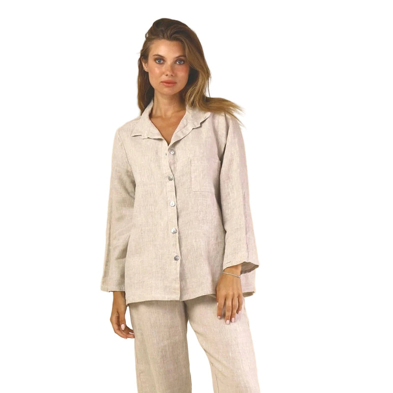 Relaxed Linen Button Front Shirt - 46833