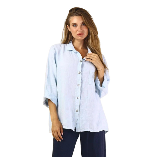Relaxed Linen Button Front Shirt - 46833