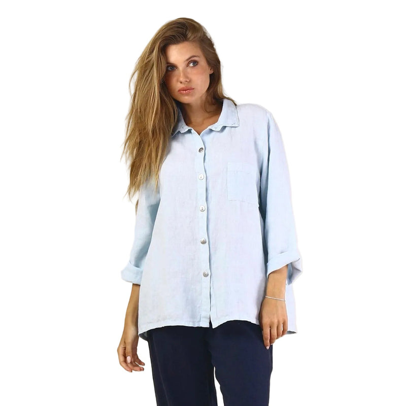 Relaxed Linen Button Front Shirt - 46833
