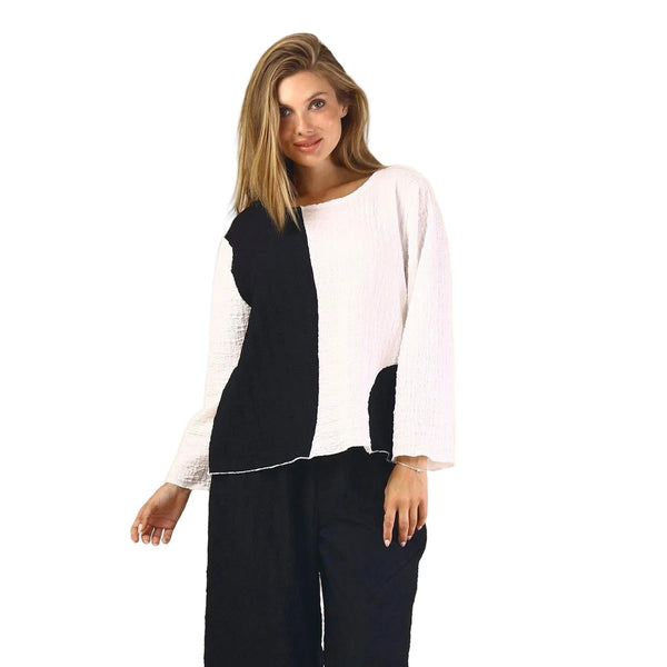 Modern Colorblock Top in Black & White - 46973