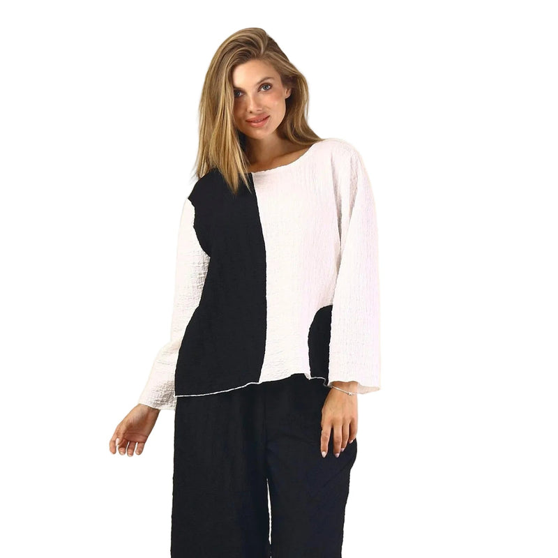 Modern Colorblock Top in Black & White - 46973