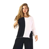 Modern Colorblock Top in Black & White - 46973