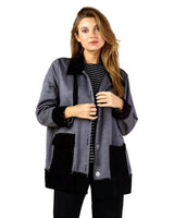 Soft Stretch Fleece & Corduroy Tie-Collar Jacket - C47031