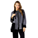 Soft Stretch Fleece & Corduroy Tie-Collar Jacket - C47031