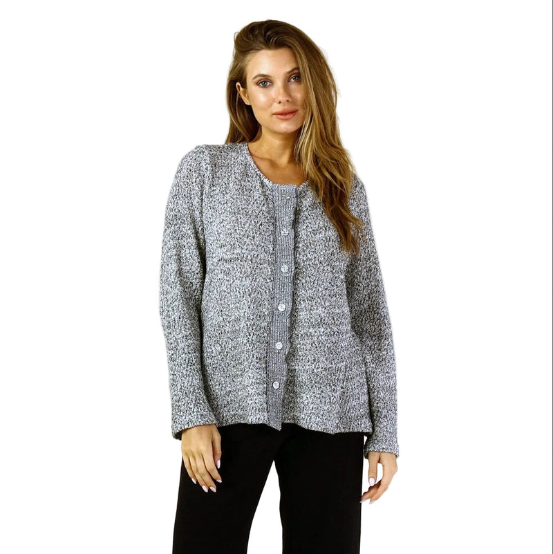 Heathered Knit Button-Front Cardigan - C47061
