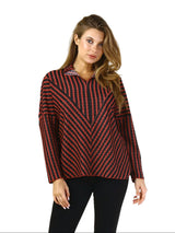 Mixed-Direction Chevron Stripe Top - C47082