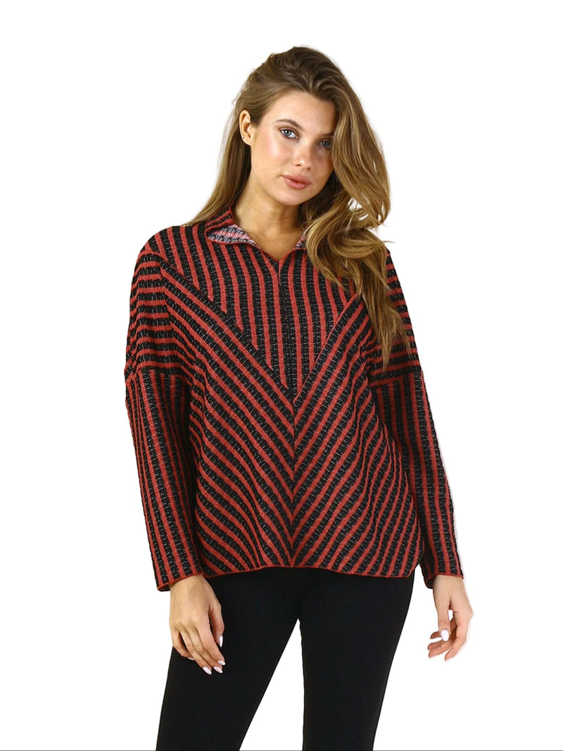 Mixed-Direction Chevron Stripe Top - C47082
