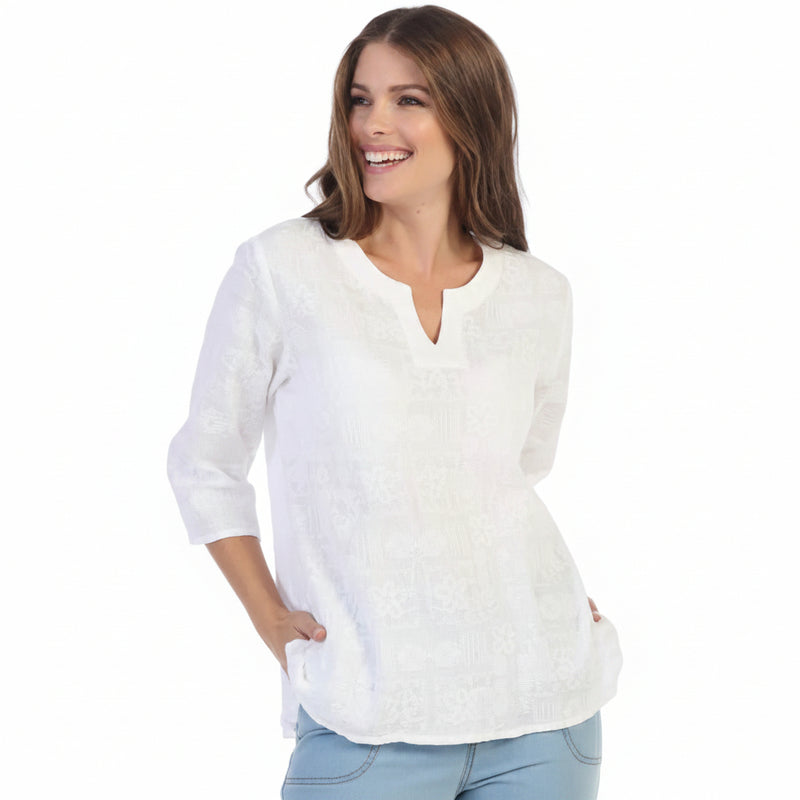 Embroidered Cotton Voile Top - C630