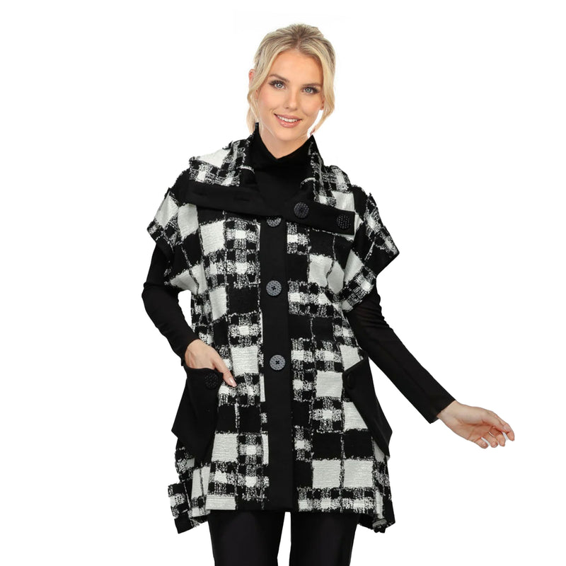 Modern Black & White Check Tunic Vest - 7562V