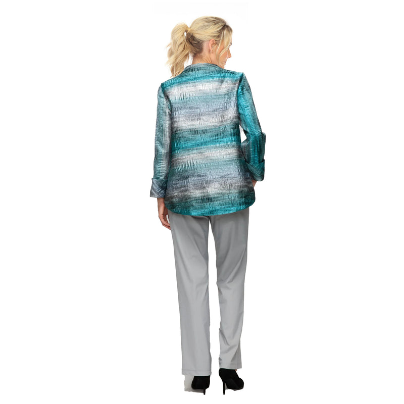 Stunning Metallic Asymmetric Jacket - 7518J-BLU