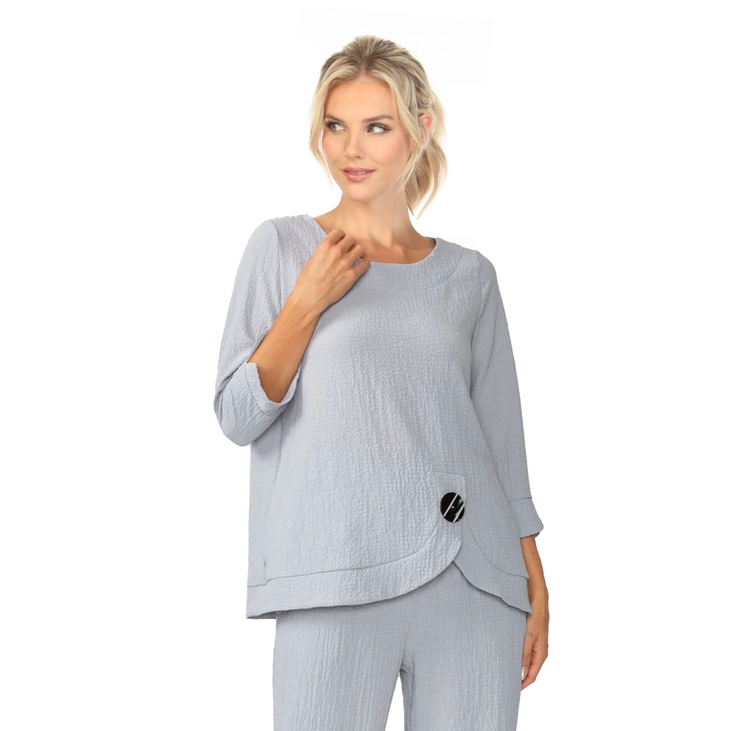 Textured One Button Top in Grey - 7067T-GRY – Shop My Fair Lady