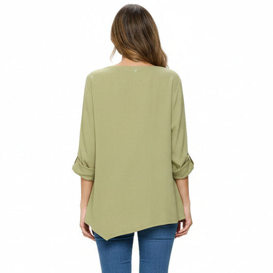 Lightweight Textured Cotton Tunic in Olive Branch - CD213-OLV