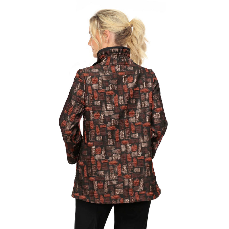 Striking Grid Jacquard Jacket in Rust - 7353J-RST