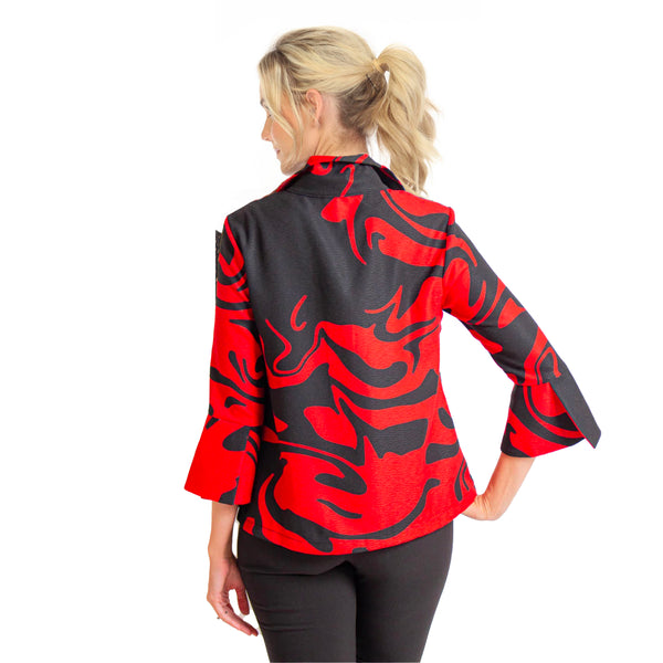 Marble Swirl-Print Short Jacket in Red - 4938-RD