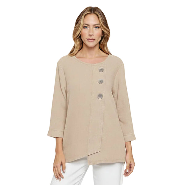 Mineral Wash Cotton Tunic in Flax - CG102-FLX