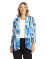 "Ocean Blue" Crepe Mesh Drape Cardigan - CM3-2062