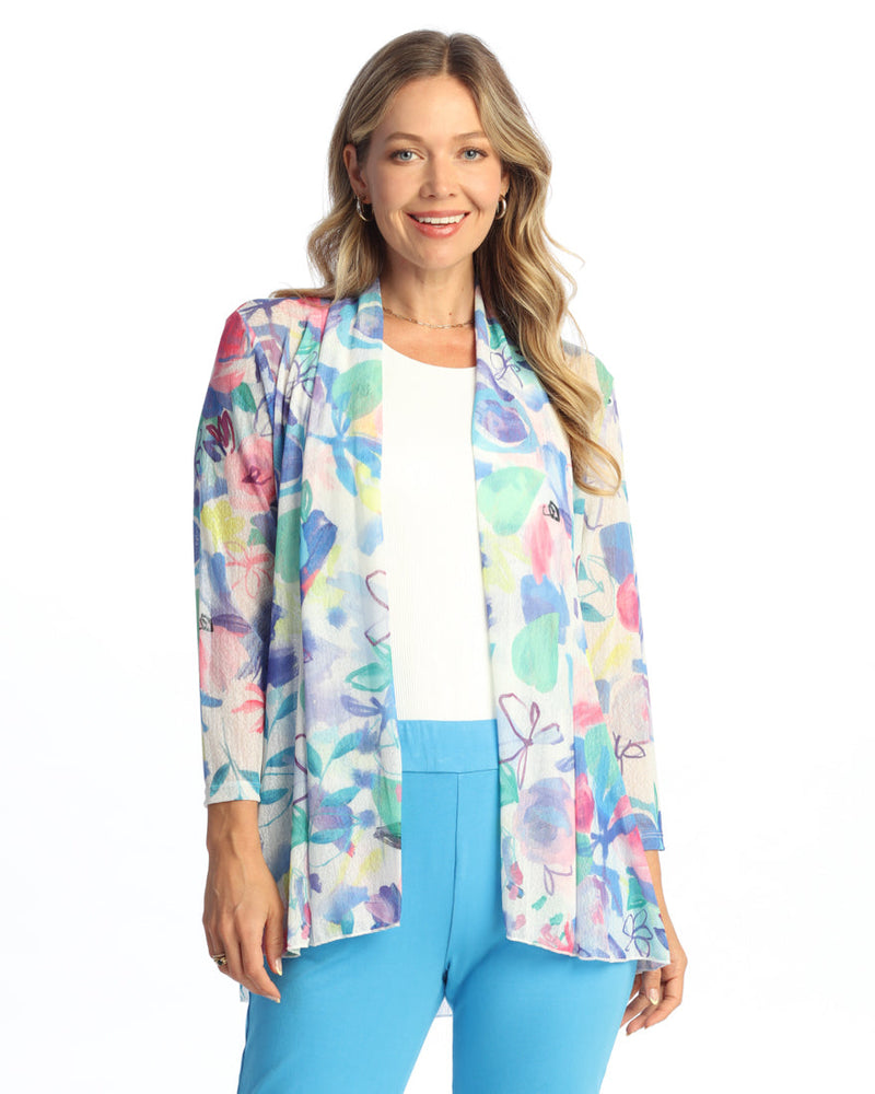 Crepe Mesh Drape Cardigan - CM3