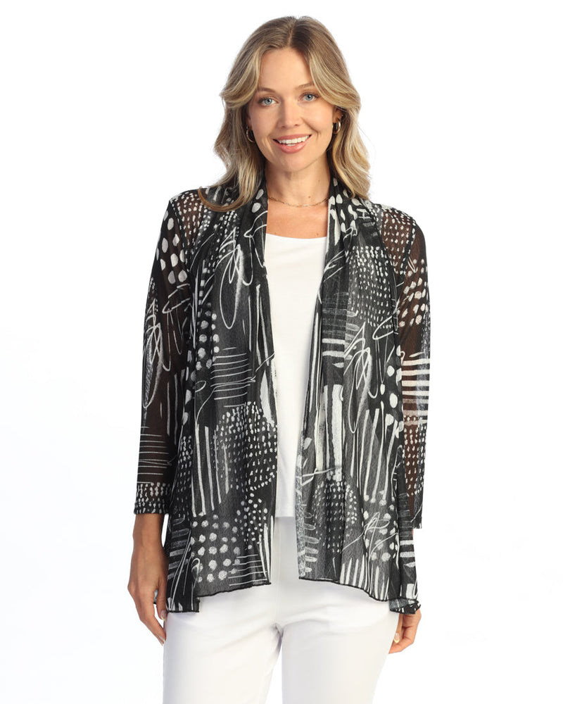 Crepe Mesh Drape Cardigan - CM3
