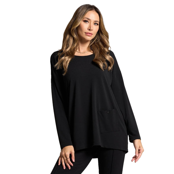 Focus By JJ Solid Long Sleeve Tunic in Black - CR105-BK