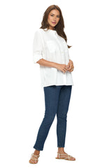 Textured Cotton Shirt in White - CS-117-WT