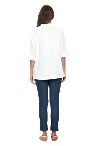Textured Cotton Shirt in White - CS-117-WT