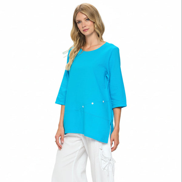 Lightweight Textured Cotton Top in Turquoise - CS135-TQ